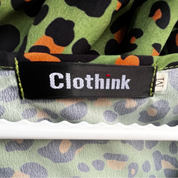 Leopard Print | Vibrant Green & Orange | Mini-Midi Dress | Size Med - Picture 10 of 10